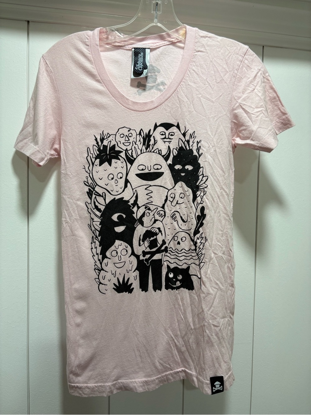 Johnny Cupcakes Light Pink Short Sleeve Tee with Black Monster Graphic medium